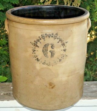 Antique 1860s - 1890s Unknown Pottery Salt Glaze Stoneware 6 Gal Crock - Churn