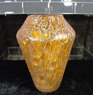 Rare C1899 Loetz Astglas Vase Orange Iridescent Unusual Form