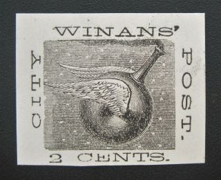 1862 Bogus Us Local Winans City Post 2 Cent Stamp