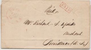 1827 Utica Ny Stampless Folded Letter Fancy Paid Sperm Whale Oil - Erie Canal