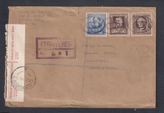 Usa 1941 Ww2 Famous People On Censored Registered Airmail Cover To South Africa