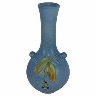 Weller Pottery Cornish 1933 Blue Bulbous Base Art Deco Vase