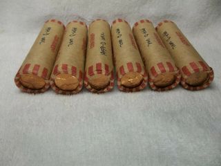 (5) 1959 - D Lincoln Cent Roll Obw Bu Bank Wrapped