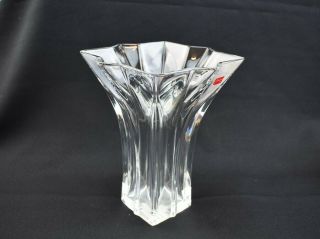 Baccarat France Heavy Crystal Vase 8 " Flared Tag Signed