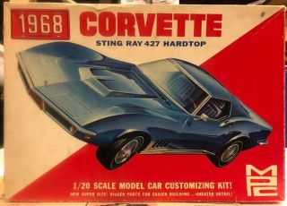 Mpc 2000 - 350 1968 Corvette Sting Ray 1:20 Scale Open Box Started Looks Complete