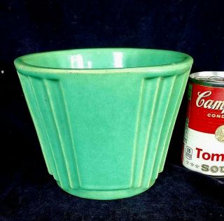 Art Deco Bauer Pottery Jade Green Flower Pot Unmarked (holed)