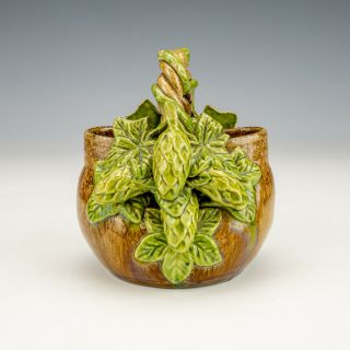 Rye Studio Pottery - Arts & Crafts Hops Decorated Basket Vase