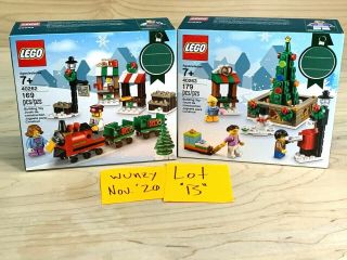 Lego 40262 & 40263 Winter Village Christmas Train Ride & Town Square Retired
