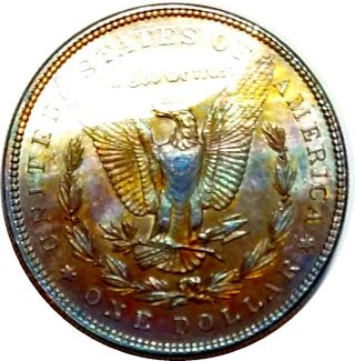 1885 - P Morgan Dollar CH BU 2 Sided Natural Rainbow Toned Colors 2