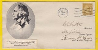 Washington 8c 713 Us First Day Cover 1932,  Unknown Paste On Cachet 3x Autogra