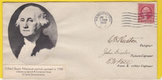 Washington 2c 707 Us First Day Cover 1932,  Unknown Paste On Cachet 3x Autogra