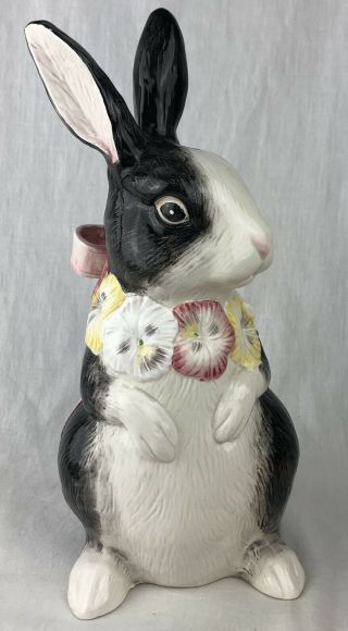 Vintage Fitz & Floyd Pansy Parade Standing Bunny Figurine 1990 Rabbit Easter