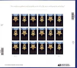 U.  S.  Postage Stamps Medal Of Honor Wwii Full Sheet Of 20 Forever Stamps