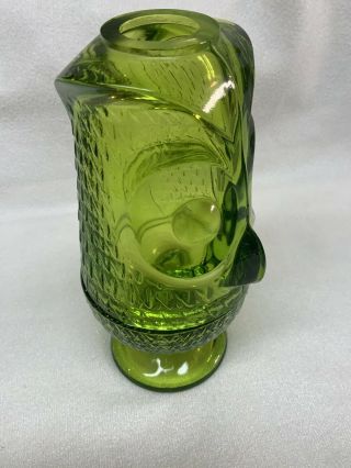 Vintage Viking Glass Green Owl Fairy Lamp Candle Holder - 7 