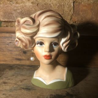 Vintage Royal Crown Lady Head Vase Planter Headvase 3409 Blonde