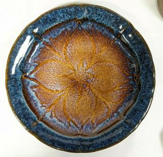 13 1/4 " Bill Campbell Signed Studio Art Pottery Tray Platter Drip Glaze