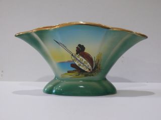 Vintage Australian Pottery Wembley Ware Hand Painted Fan Vase