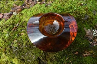Vintage Moser MCM crystal amber glass ashtray,  etched Moser 3