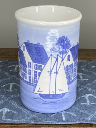 Shard Pottery Maine Victoria Rattigan Coastal Village 8” Utensil Jar Holder