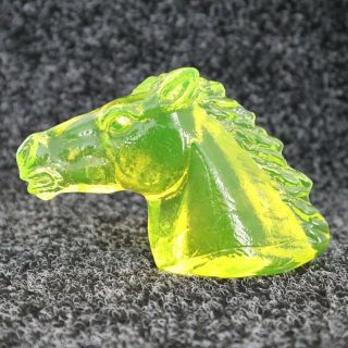 Vintage Green Vaseline Uranium Glass Horse Head