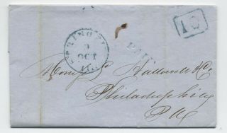 1848 Springfield Il Stampless Letter Blue Cds And Boxed 10 Rate [5806.  957]