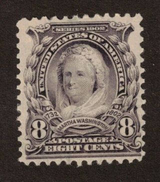 Us Stamp Scott 307 Violet Black 8c Martha Washington - Og H
