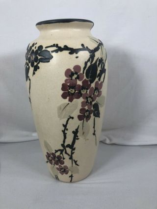 Cherry Blossom Weller Pottery Vase 9.  5”