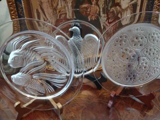 3 Vintage Lalique,  France Crystal Annual Collector Plates Years 1974 75 76