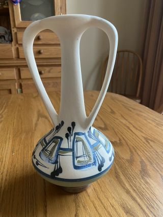Vintage Harsa Ceramic Double Handled Vase From Israel 2