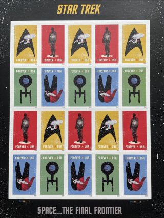 Scott 5132 - 5135 Star Trek 50th Anniversary 20 Us Forever Stamps Mnh 2016