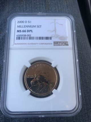 2000 D $1 Sacagawea Millennium Set Ngc Ms66 Pl.  Grade.