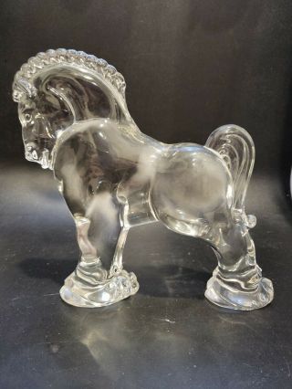 Heisey Animal Clydesdale Horse Clear Glass Figurine 7.  25 " With Damage