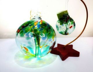 Kitras Art Glass Tree Of Enchantment Xl Globe Healing Ornament Hand Blown Glass