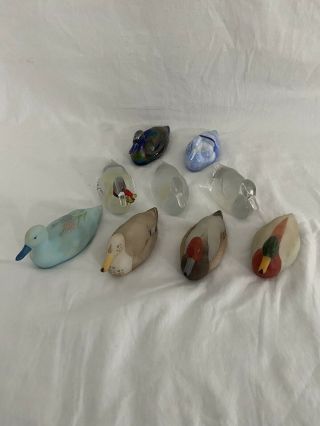 Includes 2 Vintage Fenton Glass Hand - Painted Mallard Ducks - Signed M.  Wagner