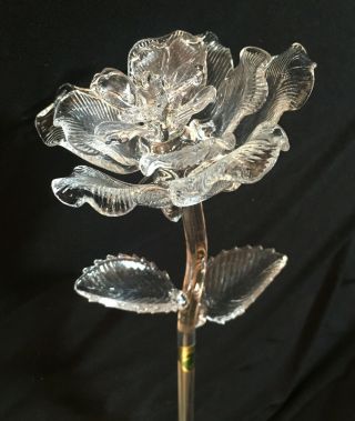 Waterford Crystal Long Stemmed Crystal Rose Flower 14.  5 " W/box