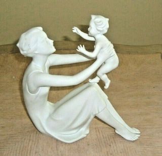 Kaiser Germany 8 - 1/4 " White Bisque Mother And Child Figurine 398