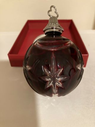 Waterford 2007 Red Cased Crystal Ball Ornament