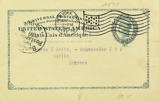 Us 1898 2c Upu Postal Card From York To Berlin Germany W/ Cachet
