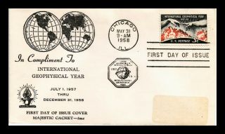Dr Jim Stamps Us Cover International Geophysical Year Fdc Scott 1107 Addressed