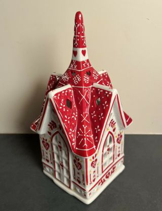 Villeroy & Boch Scandinavia Decolights Church - Red & White Tea Light Box