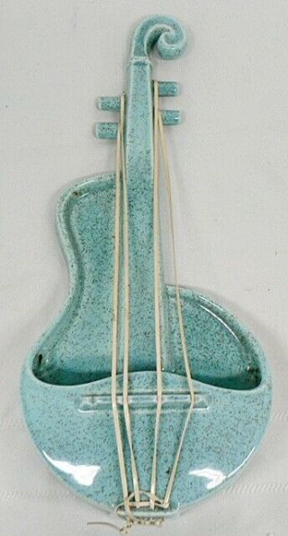 Red Wing Pottery Blue Speckle Violin Wall Pocket 1484