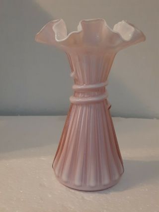 Fenton Wheat Vase In Dusty Rose Overlay 5858 Size 7.  5 " Tall