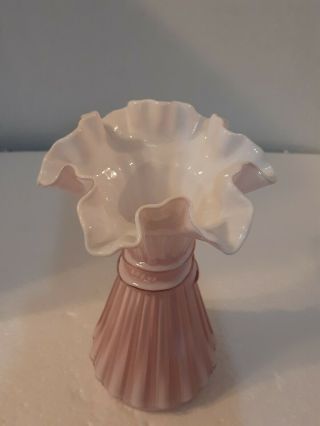Fenton Wheat Vase In Dusty Rose Overlay 5858 Size 7.  5 