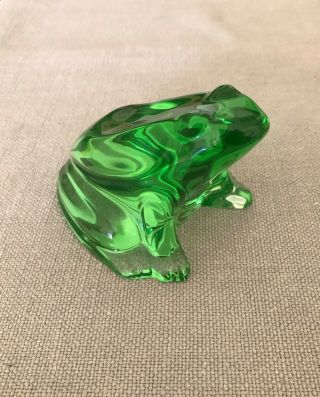 Baccarat France Crystal Frog Green Large 2 3/4 " H X 4 " L X 3 1/4 " W