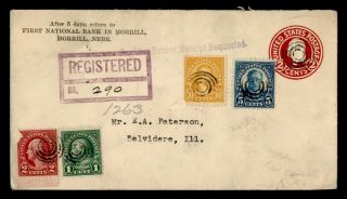 Dr Who 1927 Morrill Ne Registered Uprated Stationery To Belvidere Il G48105