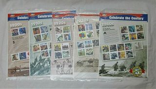 Usps Celebrate The Century 1990s - 1940s Stamps Scott 3182 - 3186