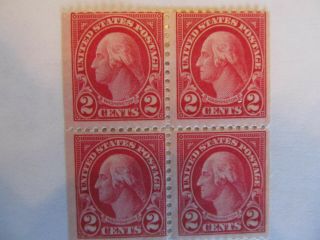 4 George Washington 2 - Cent Red Stamp Rare Block Of 4
