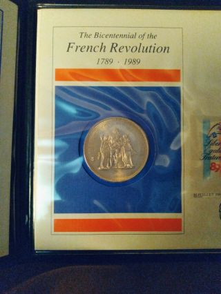 Bicentennial Of French Revolution C120 Airmail Fdc W/ 50 Franc Coin.  900 Silver