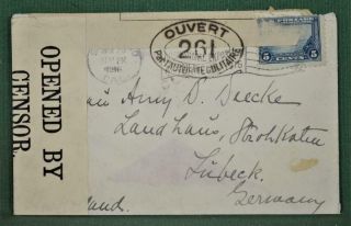Usa America Stamp Cover 1916 To Germany Opened By The Military (p79)