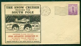 1941,  Snow Cruiser South Pole Cacheted Cover Of Byrd Antarctic Expedition,  Vf